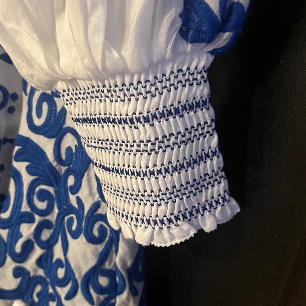 Alice+Olive Embroidered Blue and White Dress - Picture 11 of 16